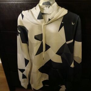 Modern Geometric Men's Sweater in Black and Cream